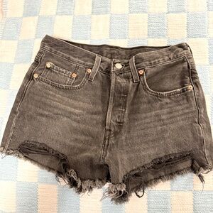 Black denim Levi 501 shorts